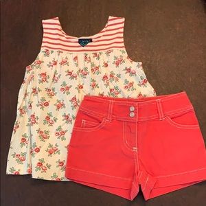 Mini Boden Heart Pocket Short and Floral Tank Top